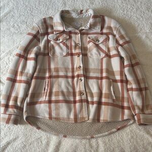 Sage Collective Sherpa Plaid Button-Up Jacket